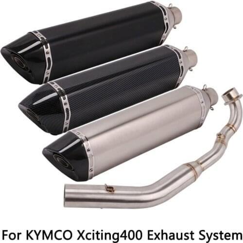 Full System for KYMCO Xciting400 Motrocycle Header Slip On 51 mm Exhaust Muffler Pipe with Removable Db Killer Escape 570 mm