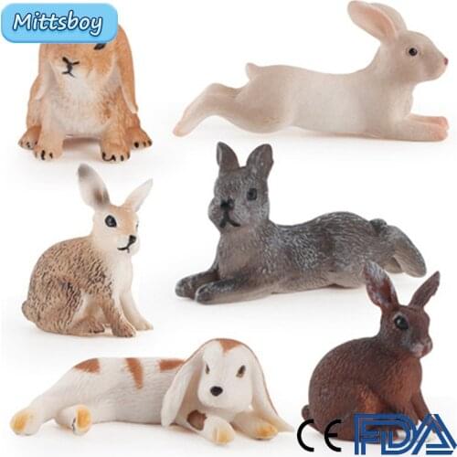 Hot Mini Simulation Wild Animals Simulation Figure Rabbit Educational Toy for Childrens Toy Parent-child Figure Toy Collection