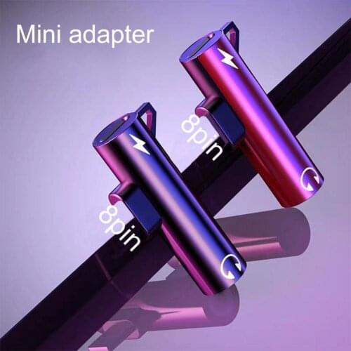 Portable 8pin to 3.5mm 2-in-1 Metal Headset Adapter AUX Cable Connector Audio Phone Adapter Splitter For iPhone XR XS X 7 8 Plus