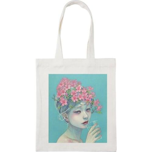 Casual Van Gogh Cartoon Printed Canvas Shoulder Bag Female Harajuku New Ulzzang Vintage Aesthetic Large Capacity Shoulder Bags