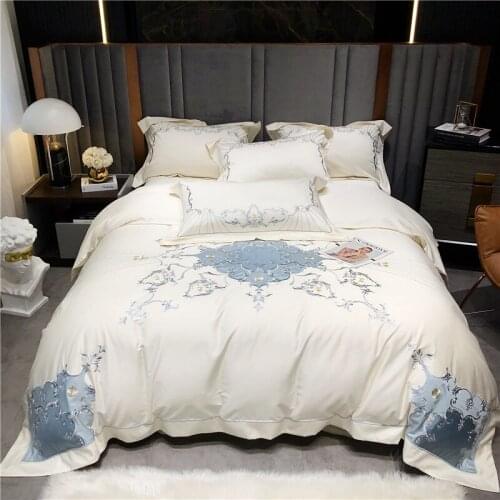 Luxury White 1000TC Egyptian Cotton European Palace Style Bedding Set Embroidery Duvet Cover Flat/Fitted Bed Sheet Pillowcases