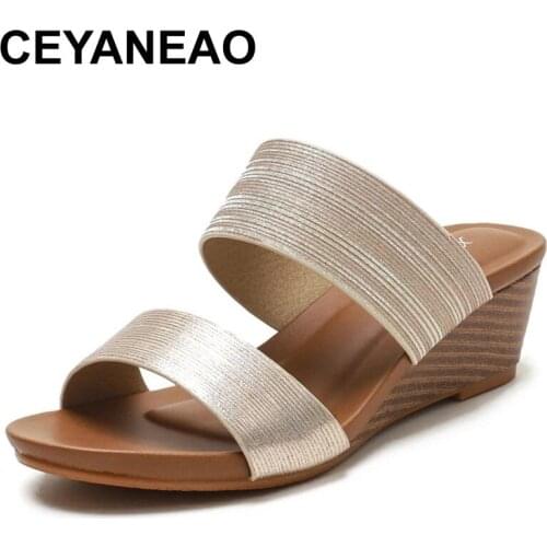 CEYANEAOWomens Sandals Fashion Open Toe Ankle Platform Wedges Slippers Ladies Roman White Sandals Wedges Slippers Mujer