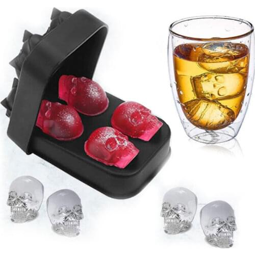 Ice Cube Tray Silicone Ice Tray Mold with4 Ice Trays Ice Cream Maker DIY Ice Maker Household Use Cool Whiskey Wine Kitchen Tools