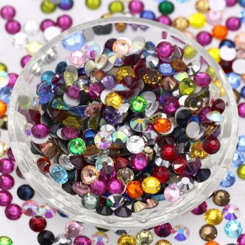 AAA SS3-SS30 Rhinestones Multicolor Non Hot Fix Rhinestones Flat Back Gems Glass Crystal Nail Art Rhinestone Sliver Base Strass