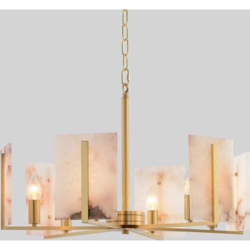 Light luxury modern new Chinese villa duplex building living room dining room bedroom copper marble chandeliers