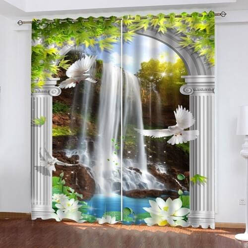 Waterfall Luxury Blackout 3D Window Curtain For Living Room office Bedroom 3d waterfall Decoration curtains