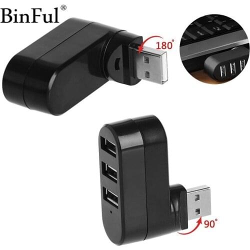 BinFul High Speed 3 Ports Hub USB 2.0 Mini 180 Rotate Portable Splitter Adapter for PC Notebook Laptop High Quality