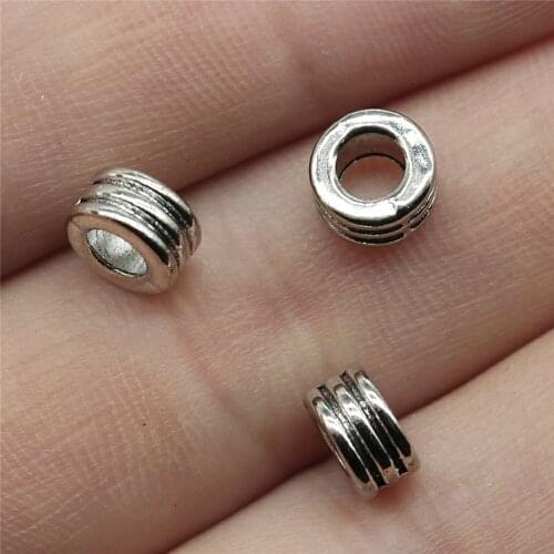 WYSIWYG 20pcs 6x6x3mm Spacer Beads Fit Charm Bracelet Findings Jewelry Making Antique Silver Color Spacer Beads Charm