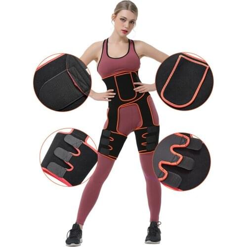 Women Neoprene Sauna Waist Trainer Corset Three-In-One Sports Abdomen Belt Thigh Trimmer Butt Lifter Forming Workout Fitness