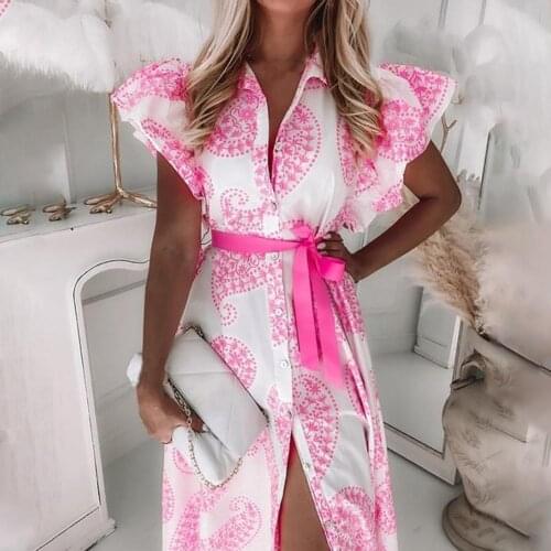 2021 Womens Long Dress Printed Deep V Neck Autumn Ruffles Sleeve Split Hem Bohemian Draped Maxi Dress for Wedding Beach Sundress