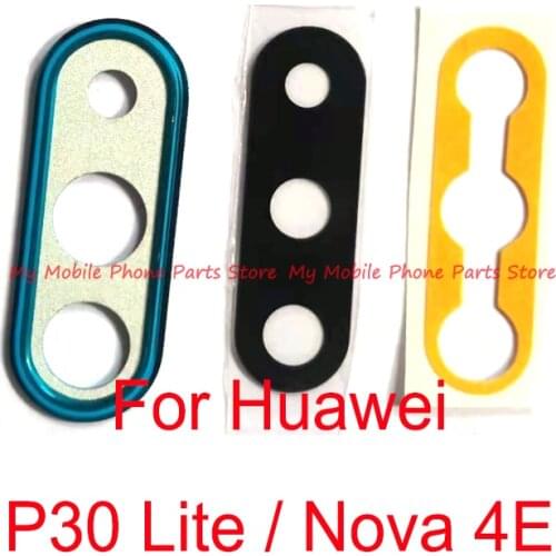 10 Sets Camera Frame For Huawei P30 Lite P30lite / Nova 4E Rear Camera Lens Glass Housing Back Cover With Metal Frame Holder