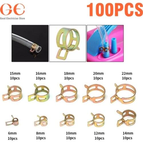 100Pcs 6-22mm Spring Clip Fuel Line Hose Water Pipe Air Tube Clamps Fastener Whosale&DropShip clamps hose clamp spring clip