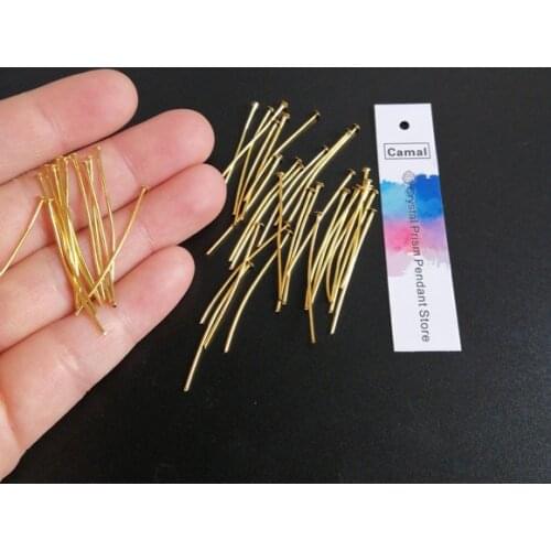 Camal 100pcs 1.37" 35mm Gold Straight Pins Connector Part to Connecting Hanging Prism Crystal Bead Pendant Chandelier Lighting