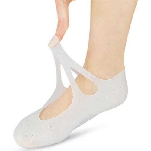 2 Pcs Silicone Insole Gel Sock Foot Care Heel Protector Pain Relief Crack Prevention Moisturize Massager Shoe Cushion Soles Pads