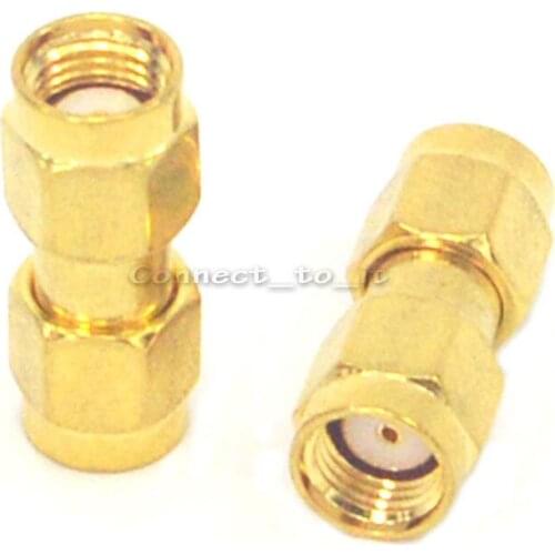 2 Pieces RP-SMA Adapter RP SMA Plug Male to RP SMA Male Plug (female pin )Straight Connector Adapter