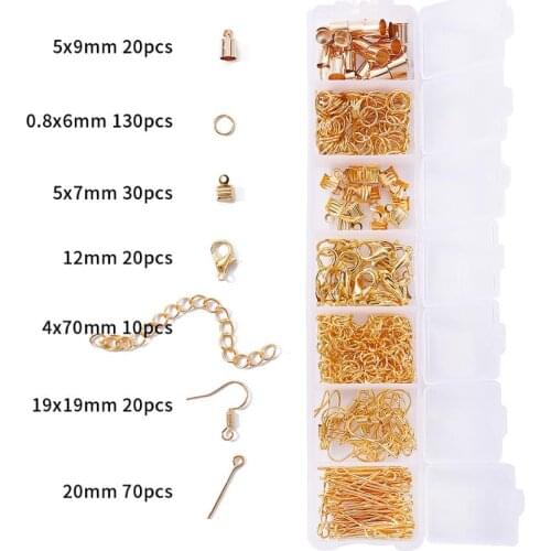 340 pcs Metal Earring Making/Rhodium Copper Clip On (Earring Clasp Hooks +Lobster Clasp+Jump Ring+Pins+Chain)For DIY Accessories
