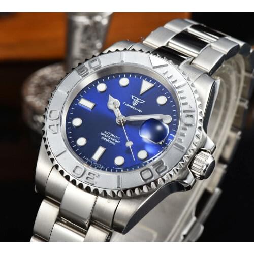 40mm Tandorio Automatic Men Watch Japan NH35A Movement Sapphire Glass Luminous Ceramic Bezel High Quality