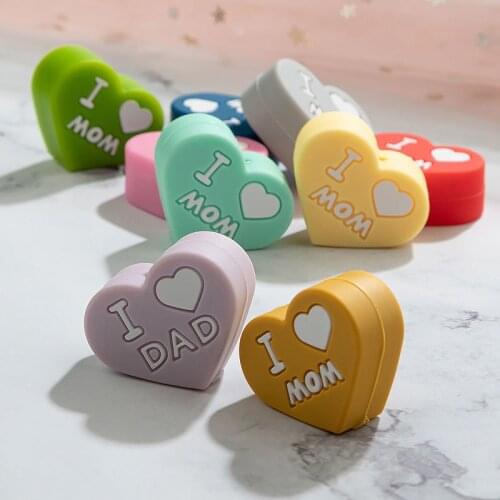 TYRY.HU 5pc I LOVE MOM And DAD Silicone Beads Food Grade Baby Chew Products Teething Toys For DIY Jewelry Making BPA Free
