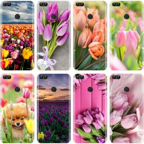 Tulips flower Spring field Red pink yellow purple Phone Case For Huawei P9 P10 P20 PLUS P20 P30 PRO P8 P9 P10 P20 P30 lite