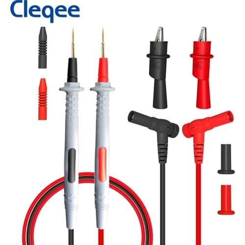 Cleqee P1506B Multimeter Probe Test Leads 4mm Banana Plug to 0.7mm Sharp Needle Match with Alligator Clips 1000V 20A