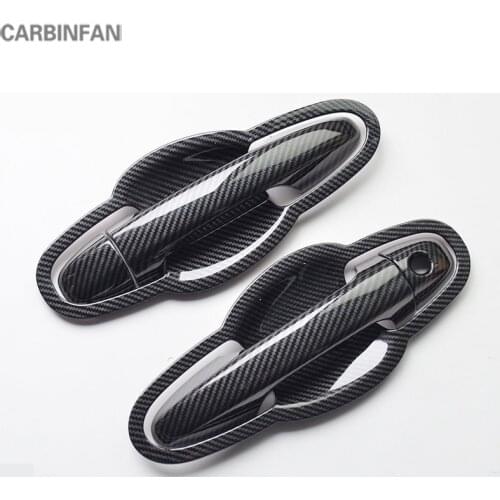 Carbon fiber Door Handles Bowl cover Trim Stickers Exterior Decoration Accessories For Toyota RAV4 RAV-4 2014 -2018 C1462