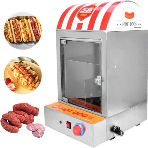 110V/220V Electric Hot Dog Steamer Machine Sausage Bun Warmer Cooker Display Showcase