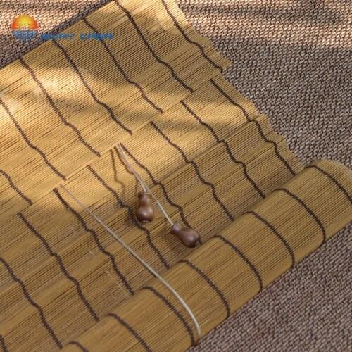 E-WAY CASA Six Colors Bamboo Window Blinds Daylight Venetian Blind Roman Rolling up Style Bambo Blind Round Thin Slats No.BB_YX