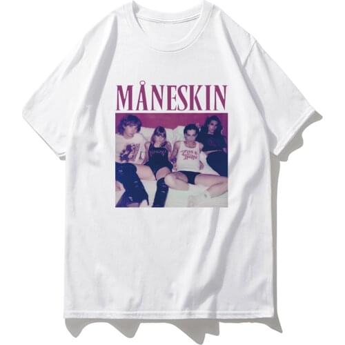 Maneskin T Shirt New Summer Fashion Women/Men Casual O-Neck Black T-Shirts Male Harajuku Kawaii Cotton Tees Shirts Tshirts Tops