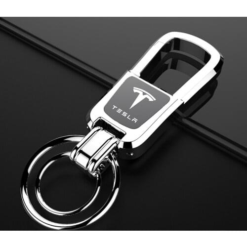 High-quality Key Chain Waist Hooks Buckle Car Emblem Laser Engraving Key Ring for Tesla Model 3 model S X Model Y Accessories