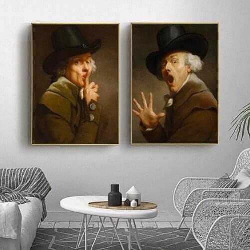 Portrait In Surprise and Terror By Joseph Ducreux Canvas Painting Posters and Prints Wall Art Pictures for Living Room Decor