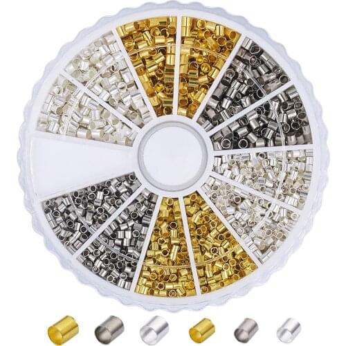 1Box Brass Tube Crimp End Beads Stopper Spacer Beads For Jewelry Making Findings Necklace Bracelet 1.5~2x1.5~2mm Hole: 1~1.5mm