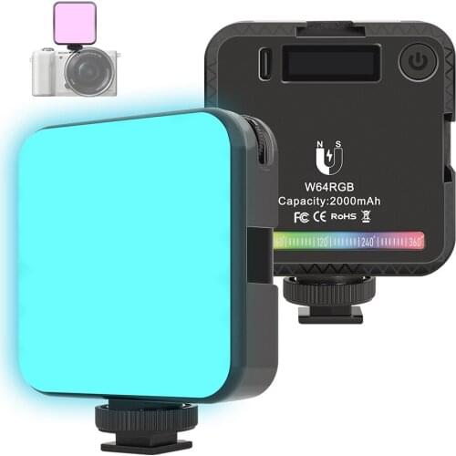 SH W64 RGB Photography Lighting Video Light Magnetic LED Camera Light 2500-9000K 2000mAh With Diffuser Effect Vlog Fill Light