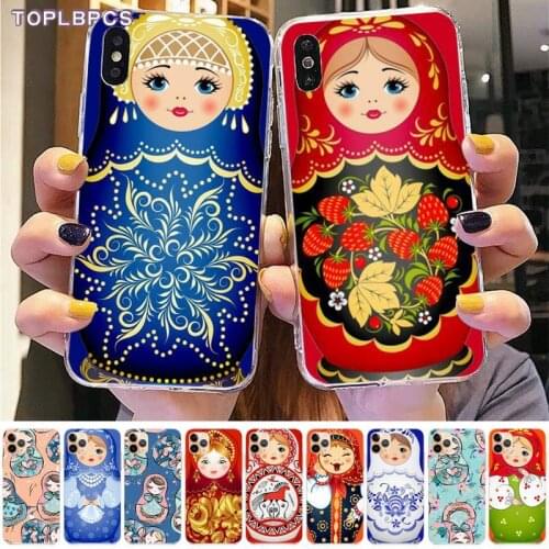 TOPLBPCS Cute Russian Dolls Matryoshka DIY phone Case cover Shell for iPhone 8 7 6 6S Plus X 5S SE 2020 XR 11 pro XS MAX
