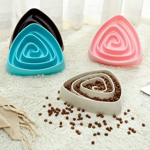 Pet Cat and Dog Food Bowl Health and Durable Wear-resistant Triangle Slow Food Bowl Anti-mite Bowl Dog Bowls for Food