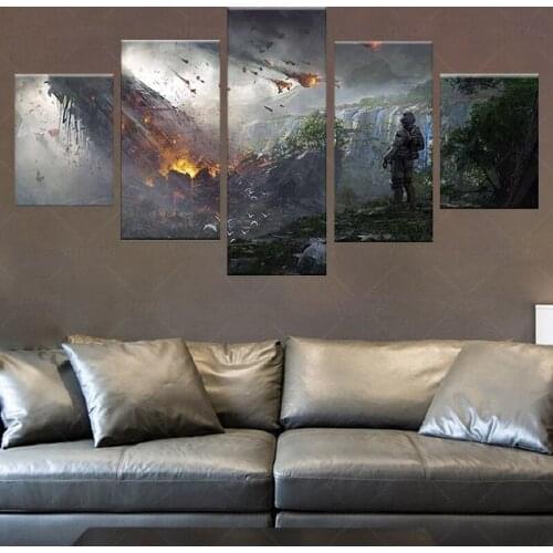 Modular Pictures Wall Art Poster 5 Panel Video Games Titanfall 2 Spaceship Soldier HD Printed Canvas Painting Home Decor Bedroom