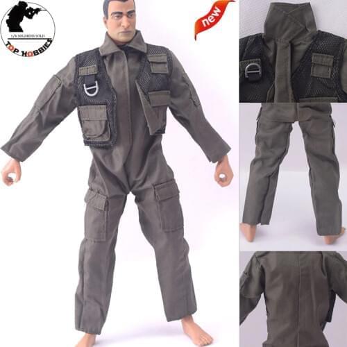 1/6 Scale Male Clothes Accessory Velon F14 / F15 pilot uniform Dark green jumpsuit for 12" Figure Action Body Model Doll Toys
