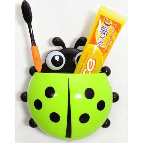 Insect Cartoon Seven-star Ladybug Toothpaste Toothbrush Holder Bathroom Suction Wall Type Punch-free Rack Storage Box E11247