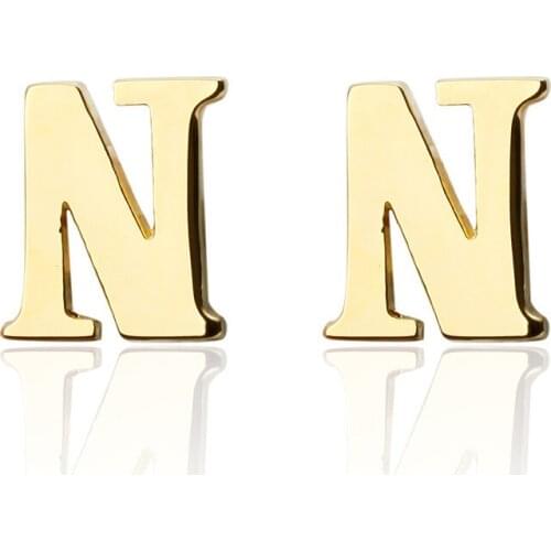 New Brand gold A-Z letter N Shirt Cufflinks for Men Jewelry Wedding Groom Alloy Cuff Links French Business Abotoaduras Gift