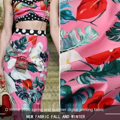 OU D brand fashion show digital printing fabric plant pattern printing sewing fabric factory store is not out of stock