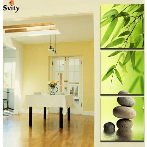 Giveaways wall sticker 3 Pcs/Set Bamboo and Stone Modern Canvas Wall Paintings Canvas Prints vertical forms Artist