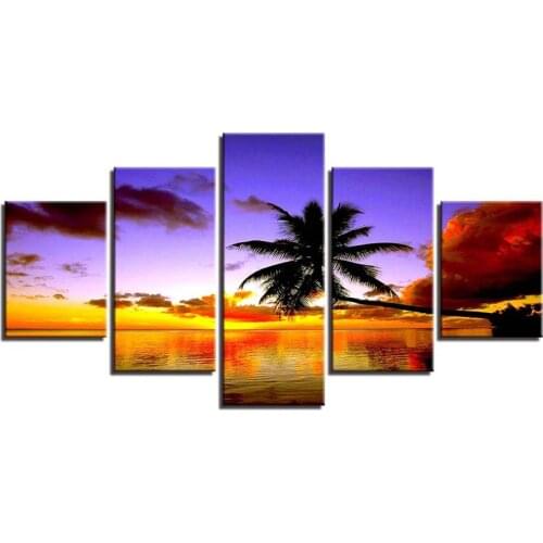 Full Square 5D DIY Diamond Painting trees Sunset View diamond Embroidery mosaic Cross Stitch Rhinestone Painting accessory 5 pcs