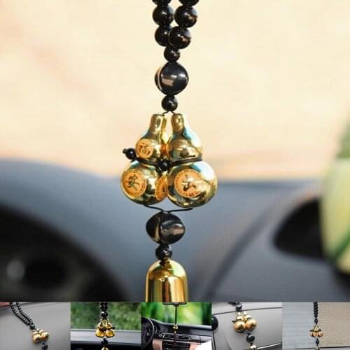 Gold Plated Double Gourd Lucky Entry Car Pendant Chinese Style Car Interior Accessories Ornaments