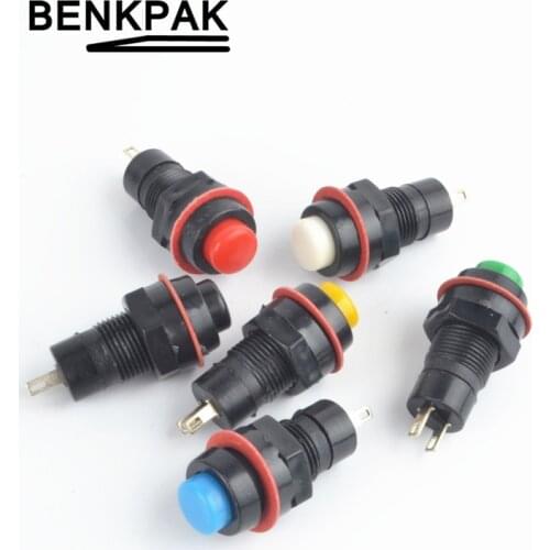 6pcs spring return push button switch 10mm Normally Open no-fixed switch , momentary push button Latching Push Button