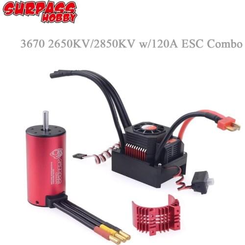 SURPASSHOBBY Waterproof 3670 2650KV 2850KV Brushless Motor w/ 120A ESC for 1/10 1/8 RC Drift Racing Off-road Car Truck