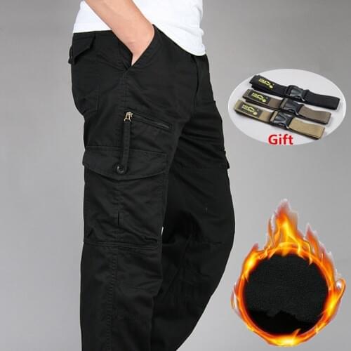 Winter Thicken Fleece Cargo Pants Mens Double Layer Military Army Camouflage Tactical Pants Casual Warm Trousers Plus Size 3XL