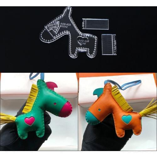 1set Cartoon pony Keychain pendant Sewing pattern DIY hand-made leather acrylic durable template 10*10*1cm