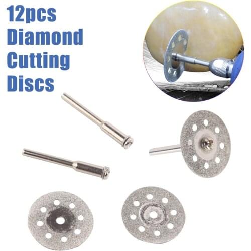 10Pcs 60mm Mini Sharp Diamond Cut Off Rotary Cutting Disc Disks DIY Tool 2Pcs rod Jade cutting piece Accessories For Dremel with
