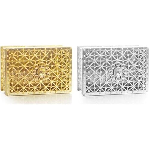 100Pcs/Lot Creative Wedding Candy Box Hollow Square Plastic Gift Boxes Gold And Silver Plating Candy Boxes Wholesale
