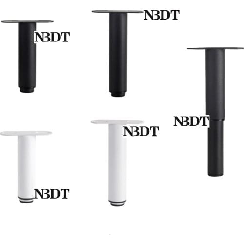 2Pcs White Black Steel Round Platform Metal Bed Frame Adjustable Leveling Support Leg T I Shaped Feet