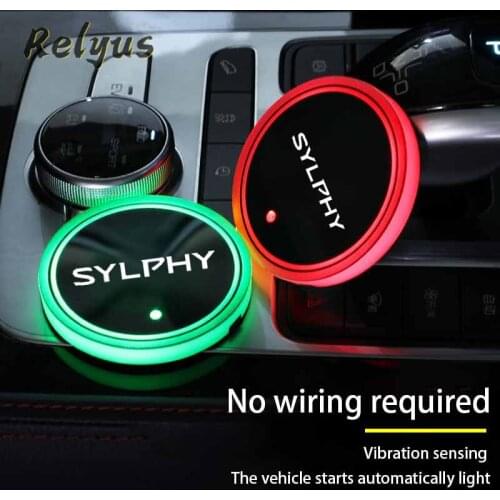 2Pcs Luminous Car Led Cup Coaster Non-slip Mat Atmosphere Light For Nissan Sylphy B17 B18 2 Saloon G11 G15 Accessories